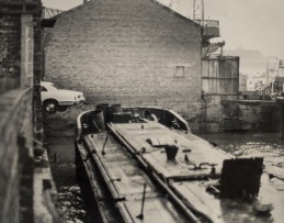 Barge and Jaguar Queen St. car park river front 23rd March 1977