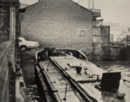 Barge and Jaguar Queen St. car park river front 23rd March 1977